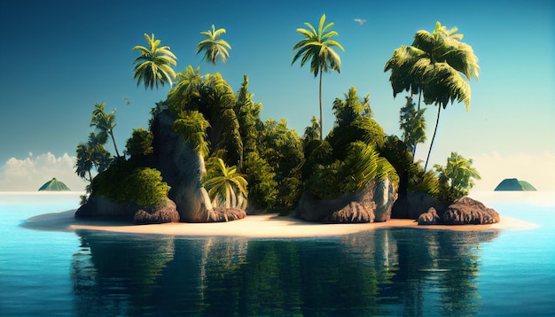 ilha tropical com palmeiras no mar