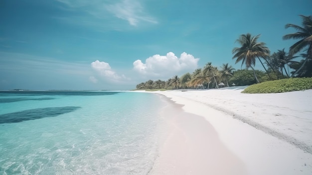 Ilha tropical das maldivas com linha costeira de areia branca e palmeira marinha gerada por ia