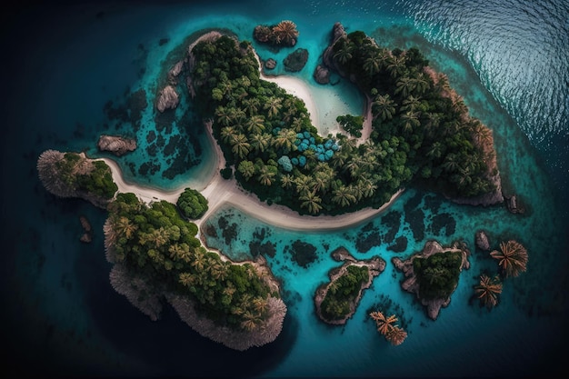 Ilhas de beleza natural vistas de cima