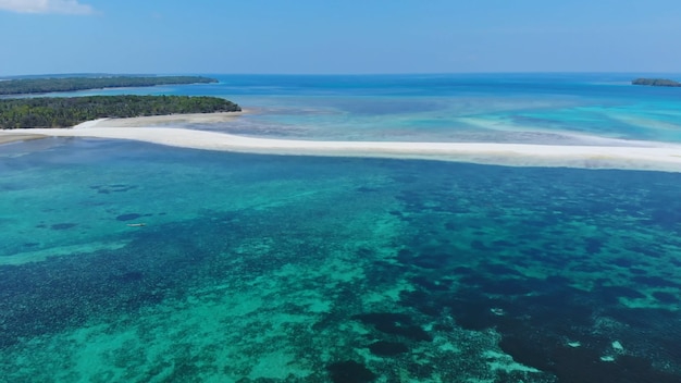 Ilhas palmeiras praia de areia de água clara, foto de férias de verão