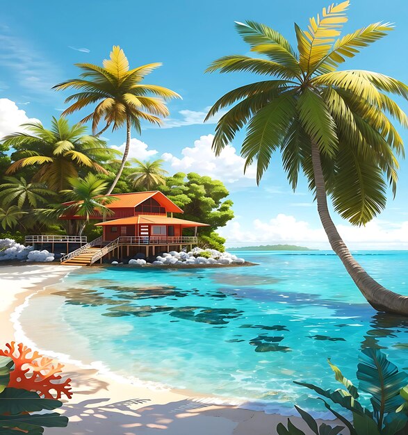Ilhas Rosario Idyllic Illustration PalmFringed Beaches CrystalClear ai gerado