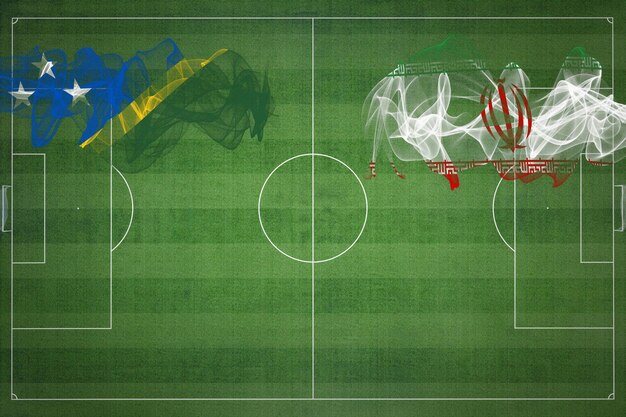 Ilhas Salomão vs Irã Jogo de Futebol Corrida cores nacionais bandeiras nacionais campo de futebol futebol jogo conceito de competição Copiar espaço