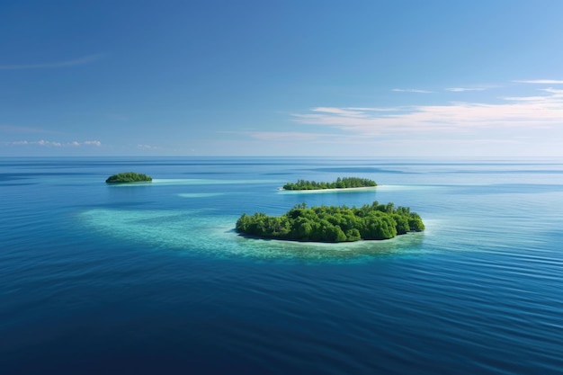 Ilhas tropicais serenas cercadas por águas azuis claras