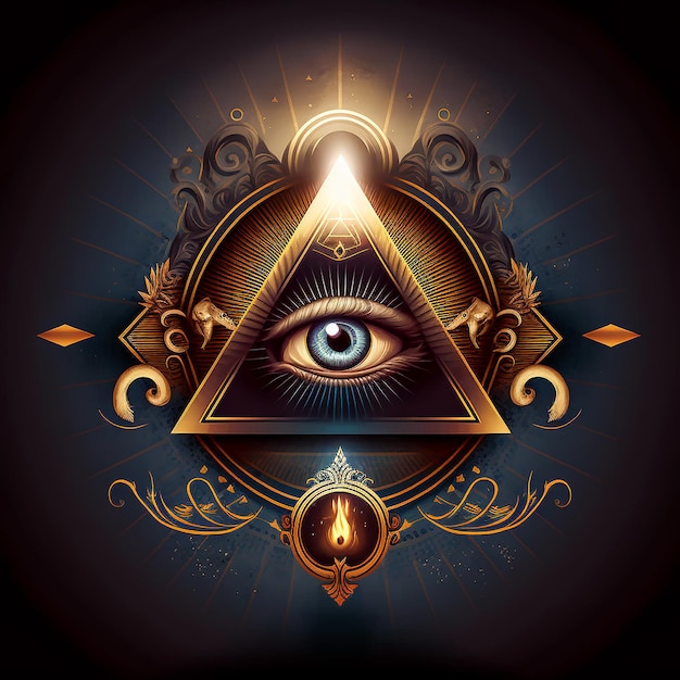 Illuminati-Auge, erstaunlicher Hintergrund, epische Effekte, Feuerillustration