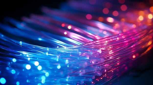 Foto illuminating connections closeup of fiber optics light in raw style (conexões iluminantes de luz de fibra óptica em estilo bruto)