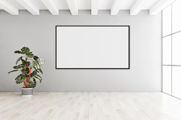 Illustration 3D-Darstellung großer, luxuriöser, moderner, heller Innenräume Wohnzimmer-Mockup-Computer digital