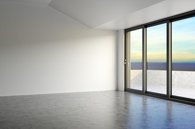 Illustration 3D-Rendering von großen luxuriösen modernen hellen Innenräumen Wohnzimmer-Mockup Computer digital generiertes Bild