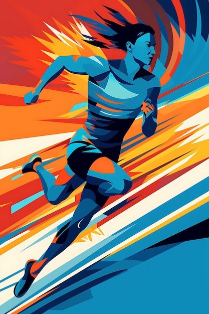 Foto illustration 400 meter individual medley vielseitigkeit und ausdauer harmonio flat 2d sport art poster