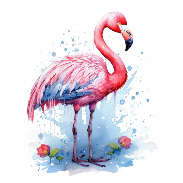 Illustration Aquarell süßer Flamingo