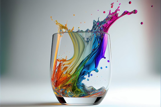 Illustration auf Spritzwasser in mehreren Farben auf Glas AI