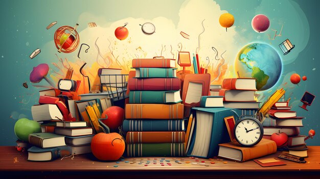 Illustration „Back to School“-Konzeptdesign-Hintergrund