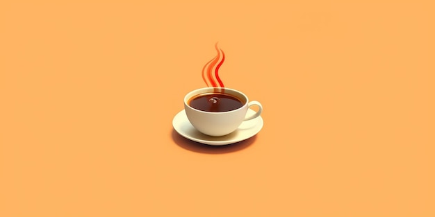 Illustration Becher duftender Cappuccino auf dem Tisch Nahaufnahme Pastell-Hintergrund Generative KI