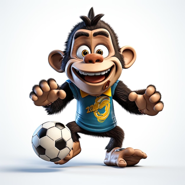 Illustration Cartoon-Schimpanse genießt Fußballspiel