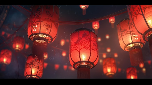 Illustration chinesische Neujahrs-Lampen-Firecrackers in Rot