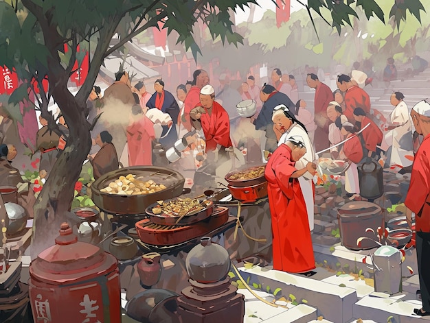 Illustration Ching Ming Festival in Rot