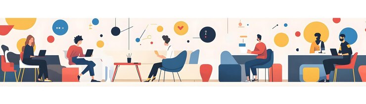 Foto illustration coworking-raum teamarbeit zusammenarbeit
