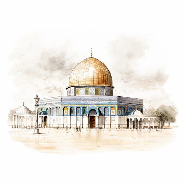 Illustration der Al-Aqsa-Moschee auf weißem Hintergrund