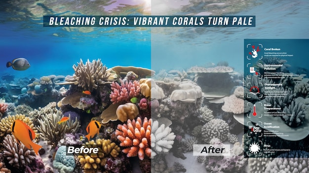 Foto illustration der bedrohung durch korallenbleiche