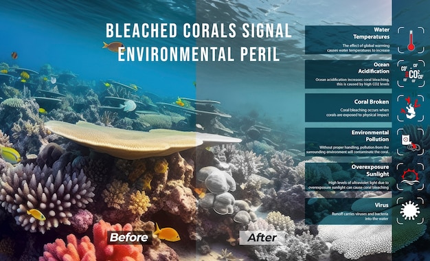 Foto illustration der bedrohung durch korallenbleiche
