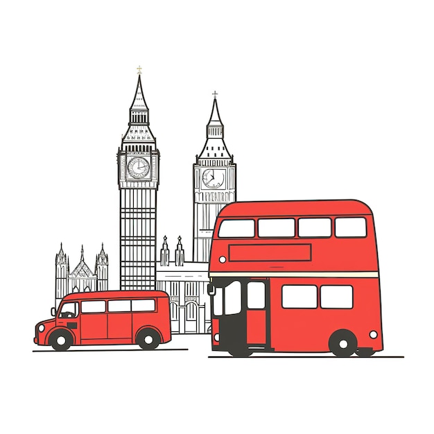 Illustration der britischen Bus- und Tower-Kultur