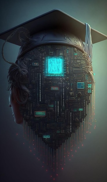 Illustration der Cyberpunk-Abschlusskappe Generative ai