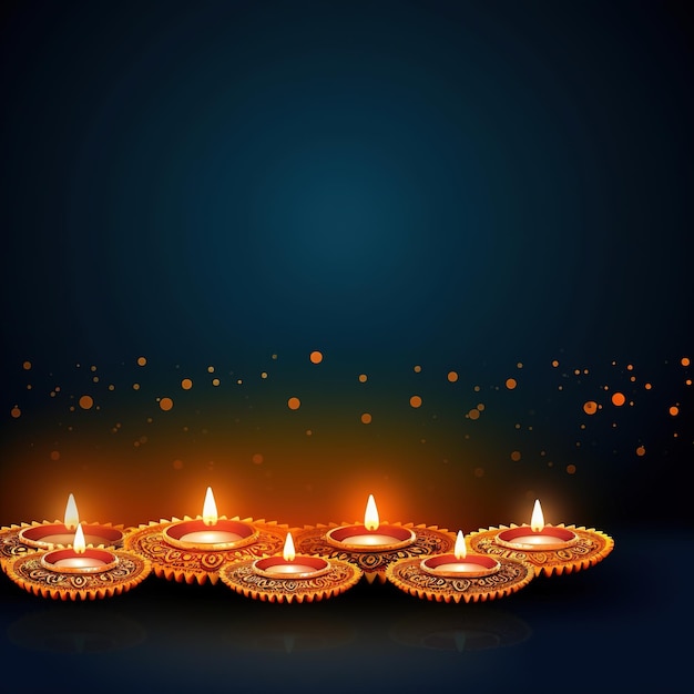 Illustration der Diya-Lampe des Diwali-Festes mit Rangoli unten. Ai Generated