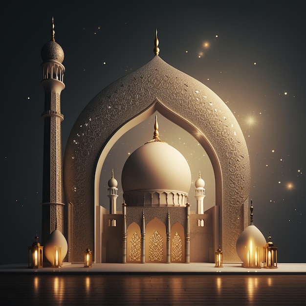 Illustration der Eid al-Adha-Plakatvorlage, kein Text, Oktan-Rendering