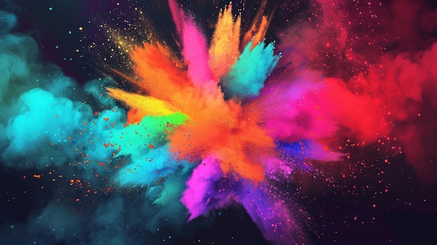 Illustration der farbenfrohen Explosion für Happy Holi Generative Ai