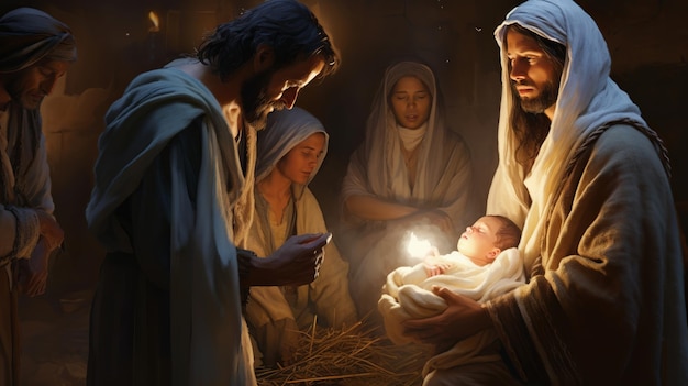 Illustration der Geburt Jesu in einem stabilen Ultra