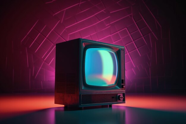 Illustration der generativen KI im Vaporwave-Stil im Retro-Stil der 80er und 90er Jahre