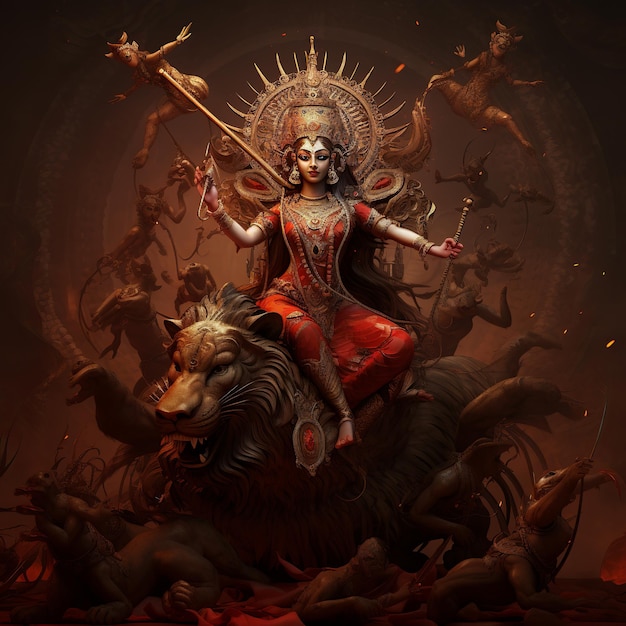 Illustration der Göttin Durga, auch bekannt als Shakti oder Devi