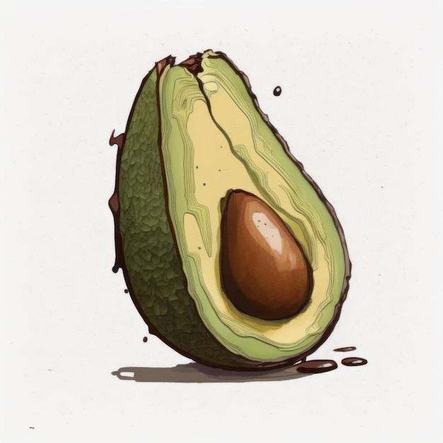 Illustration der grünen Avocado-Aquarellzeichnung lokalisiert auf neutralem Hintergrund