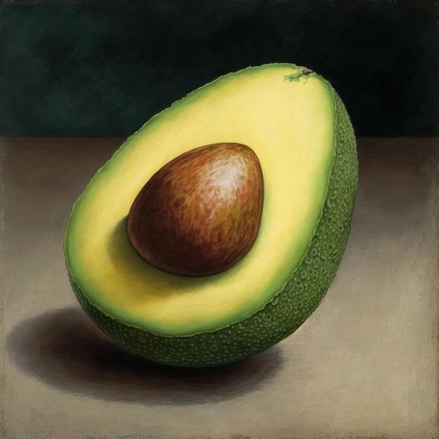 Illustration der grünen Avocado isoliert auf neutralem Hintergrund