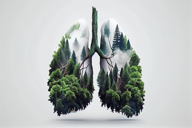 Illustration der grünen Lunge für eine bessere Welt, Nichtraucher, bessere Gesundheitswelt