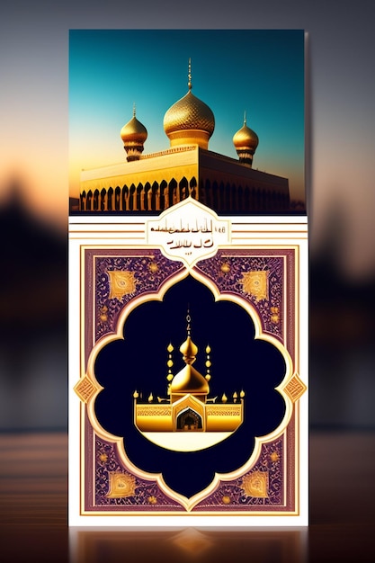 Illustration der islamischen Moschee Eid al Adha, arabische Laternen und islamischer Hintergrund, arabische Geschichte 3d