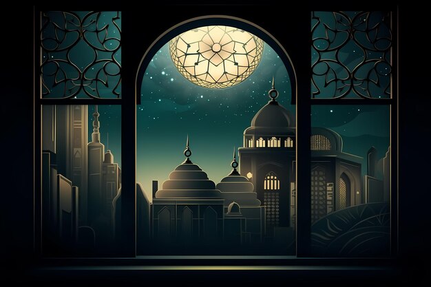 Illustration der islamischen Moschee Ramadan Kareem Hintergrund Generierte KI