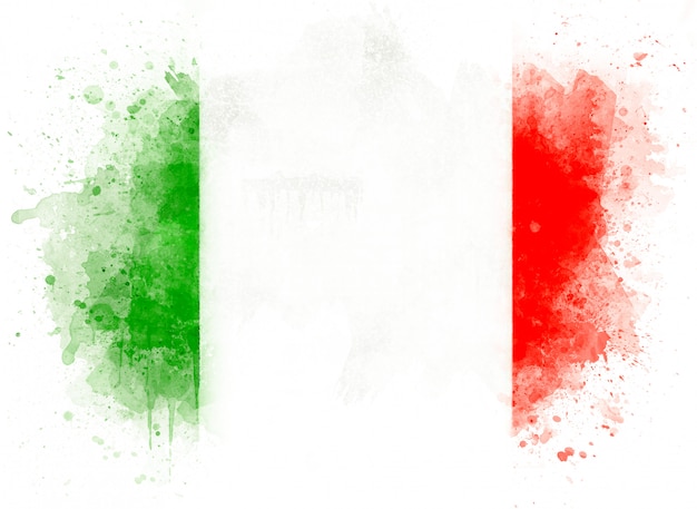 Illustration der italienischen Aquarellflagge, Aquarellflagge von Italien lokalisiert auf weißem Hintergrund