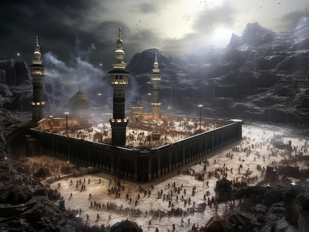 Illustration der Kaaba Mekka Generative ai