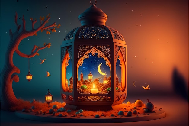 Illustration der Ramadan-Laterne 3D-Render