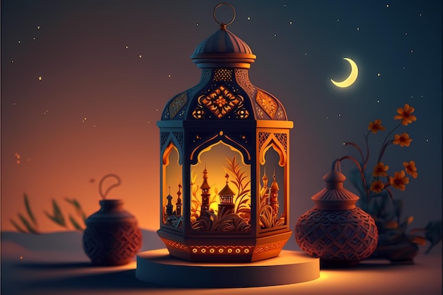 Illustration der Ramadan-Laterne, 3D-Rendering