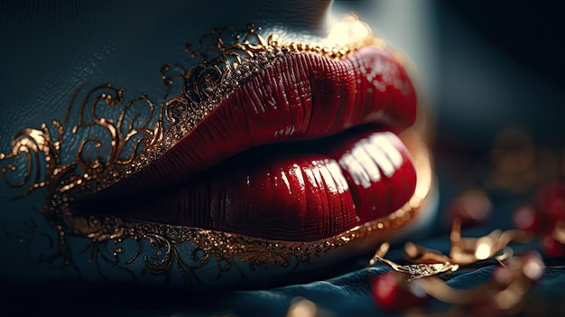 Illustration der schönen und schönen Lippen einer jungen Frau, 3D-realistisch
