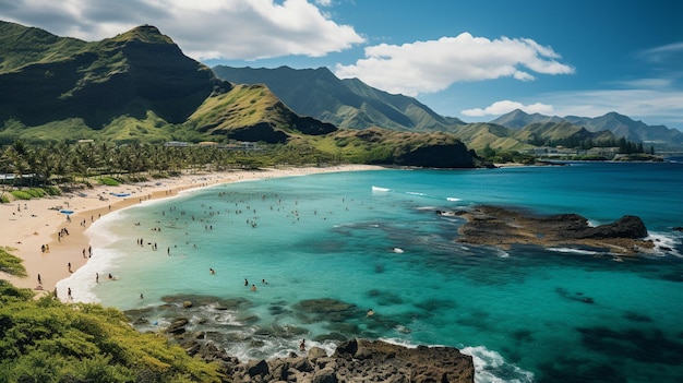 Illustration der Schönheit eines Strandes in Hawaii