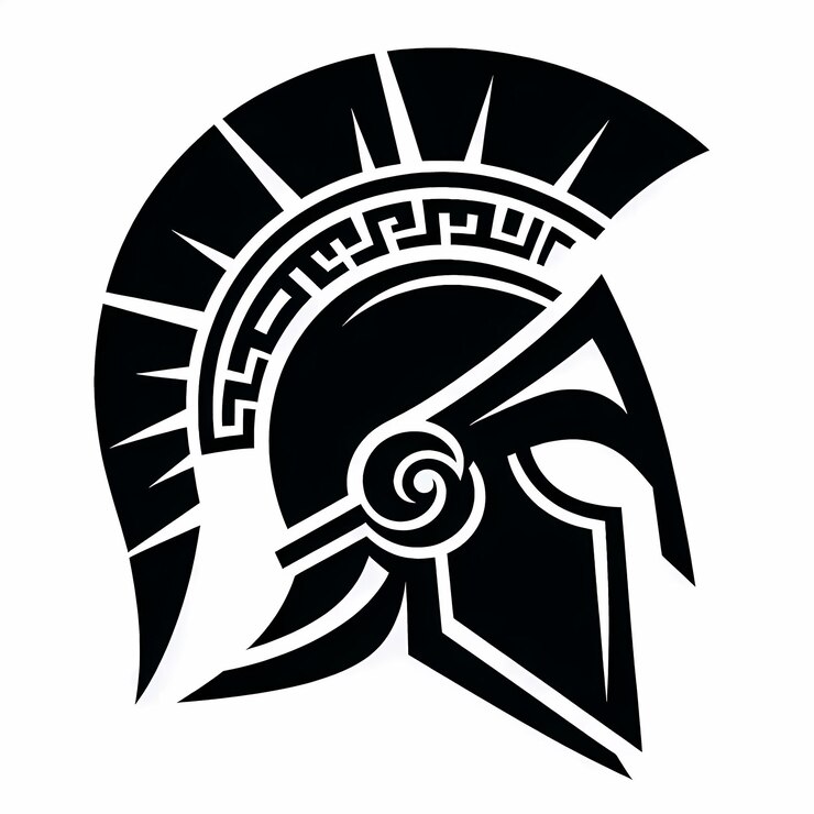 Foto illustration der silhouette des spartanischen kriegerhelms