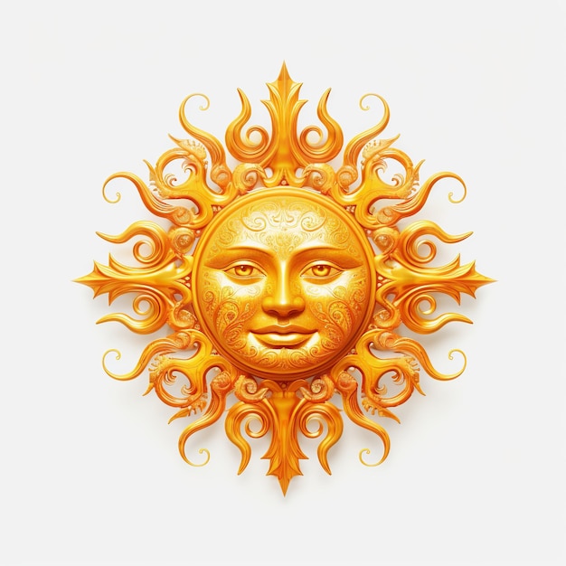 Illustration der Sonne mit dem Gesicht Gottes auf weißem Hintergrund