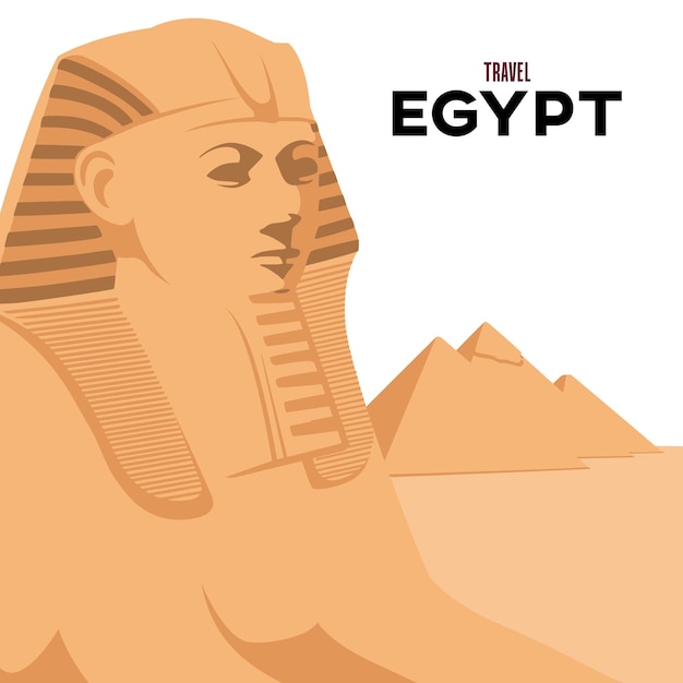Illustration der Sphinx und der ägyptischen Pyramiden Inschrift von oben Ägypten Isoliert auf weißem Hintergrund