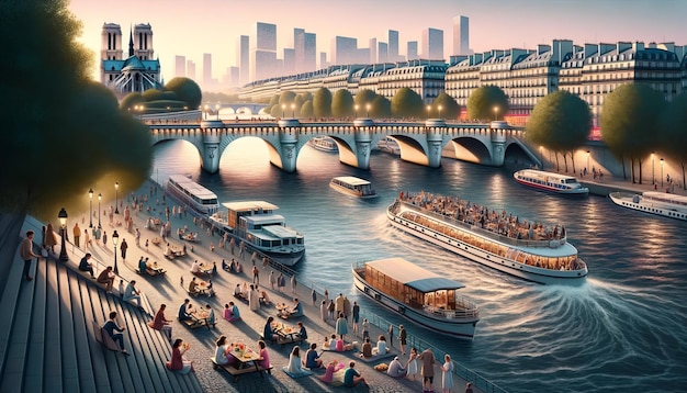 Illustration der Stadt Paris Frankreich Reiseziel Kunst AI generativ