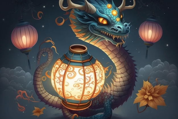 Illustration der traditionellen chinesischen Drachen-KI erzeugt