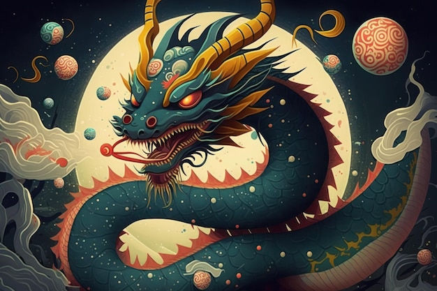 Illustration der traditionellen chinesischen Drachen-KI erzeugt