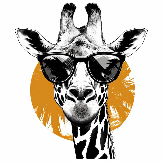 Illustration der Vektorillustration einer niedlichen Giraffe mit Sonnenbrille