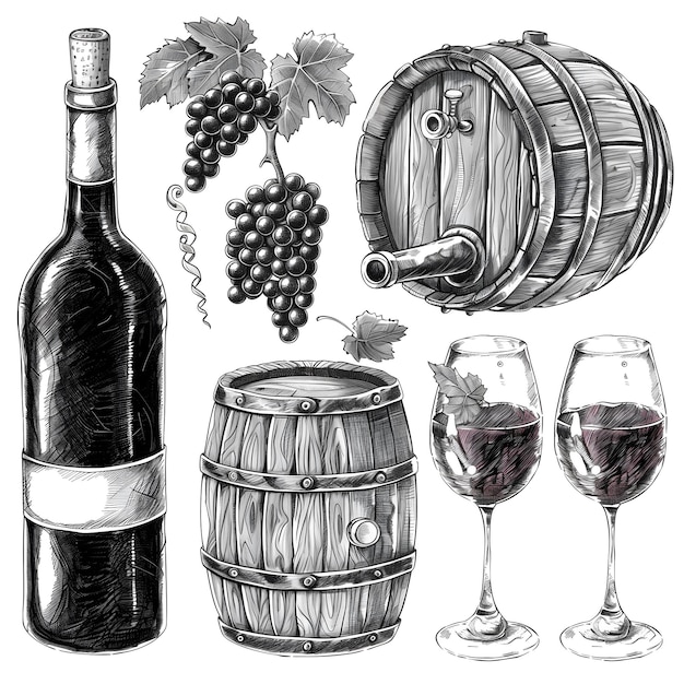 Illustration der Vintage-Weinsammlung